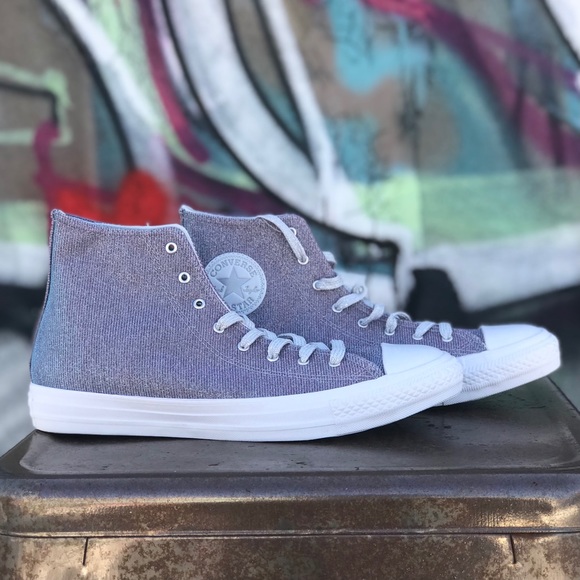 Wmns Converse CTAS Hi Platinum Glitter Sneakers - Picture 9 of 12